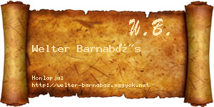 Welter Barnabás névjegykártya